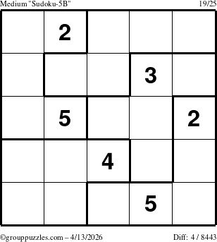 The grouppuzzles.com Medium Sudoku-5B puzzle for Monday April 13, 2026