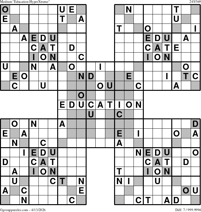 The grouppuzzles.com Medium Education-HyperXtreme puzzle for Monday April 13, 2026