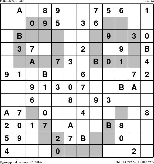 The grouppuzzles.com Difficult tpsmith puzzle for Saturday March 21, 2026