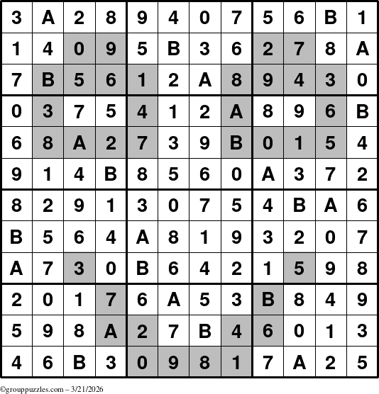 The grouppuzzles.com Answer grid for the tpsmith puzzle for Saturday March 21, 2026