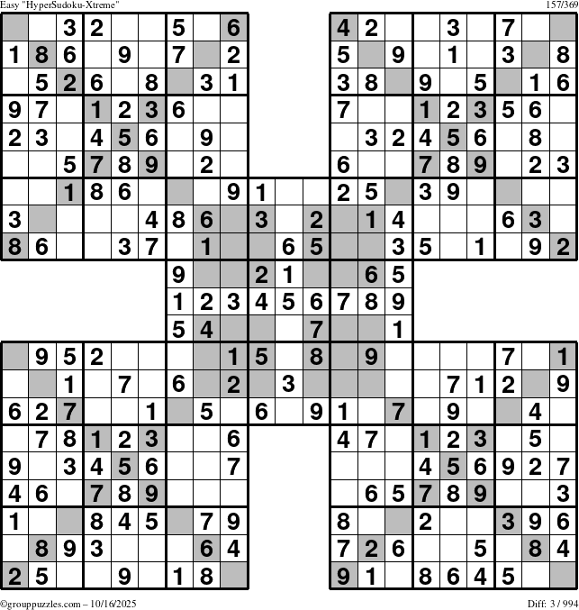 The grouppuzzles.com Easy cover-HyperXtreme puzzle for Thursday October 16, 2025