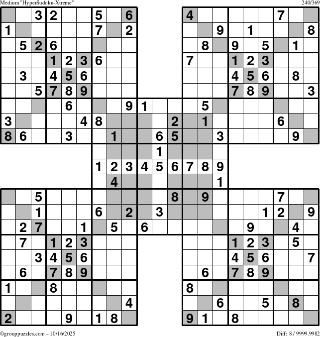 The grouppuzzles.com Medium cover-HyperXtreme puzzle for Thursday October 16, 2025