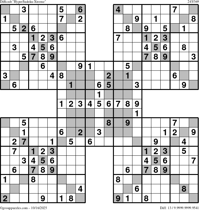 The grouppuzzles.com Difficult cover-HyperXtreme puzzle for Thursday October 16, 2025