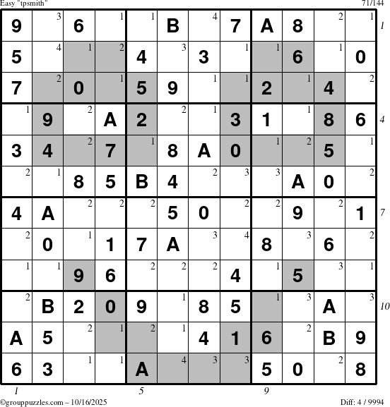 The grouppuzzles.com Easy tpsmith puzzle for Thursday October 16, 2025 with all 4 steps marked