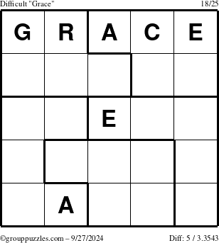 The grouppuzzles.com Difficult Grace puzzle for Friday September 27, 2024