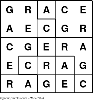 The grouppuzzles.com Answer grid for the Grace puzzle for Friday September 27, 2024