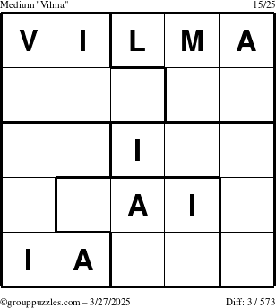 The grouppuzzles.com Medium Vilma puzzle for Thursday March 27, 2025