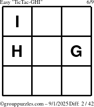 The grouppuzzles.com Easy TicTac-GHI puzzle for Monday September 1, 2025
