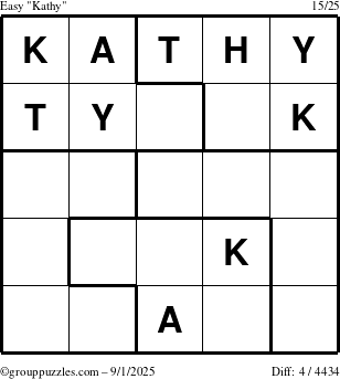 The grouppuzzles.com Easy Kathy puzzle for Monday September 1, 2025