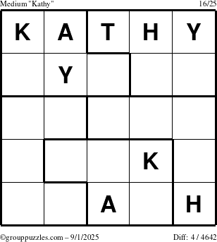 The grouppuzzles.com Medium Kathy puzzle for Monday September 1, 2025