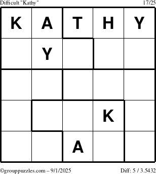 The grouppuzzles.com Difficult Kathy puzzle for Monday September 1, 2025