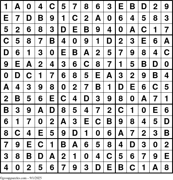 The grouppuzzles.com Answer grid for the Sudoku-15 puzzle for Monday September 1, 2025