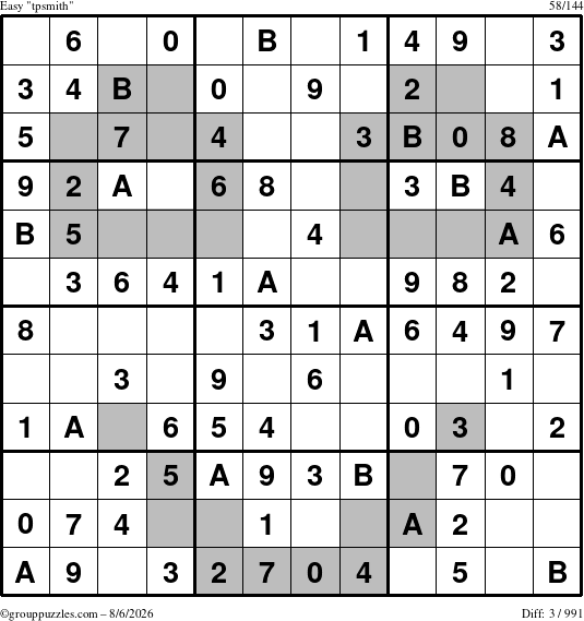 The grouppuzzles.com Easy tpsmith puzzle for Thursday August 6, 2026
