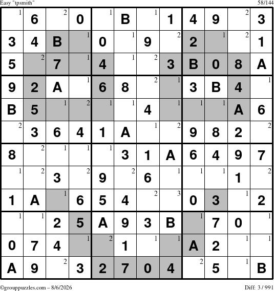 The grouppuzzles.com Easy tpsmith puzzle for Thursday August 6, 2026 with the first 3 steps marked