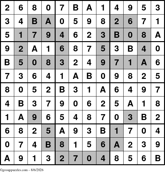 The grouppuzzles.com Answer grid for the tpsmith puzzle for Thursday August 6, 2026