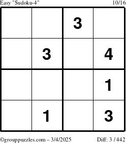 The grouppuzzles.com Easy Sudoku-4 puzzle for Tuesday March 4, 2025