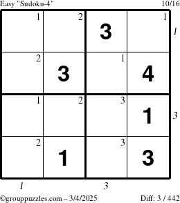 The grouppuzzles.com Easy Sudoku-4 puzzle for Tuesday March 4, 2025 with all 3 steps marked