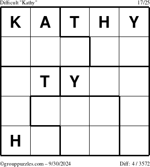 The grouppuzzles.com Difficult Kathy puzzle for Monday September 30, 2024