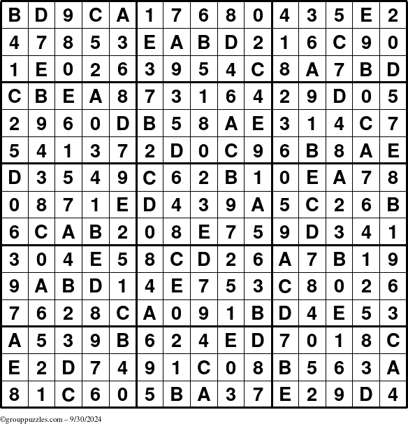 The grouppuzzles.com Answer grid for the Sudoku-15 puzzle for Monday September 30, 2024