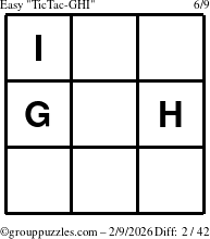 The grouppuzzles.com Easy TicTac-GHI puzzle for Monday February 9, 2026