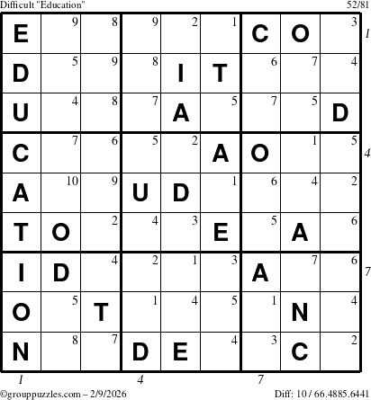 The grouppuzzles.com Difficult Education-c1 puzzle for Monday February 9, 2026 with all 10 steps marked