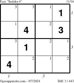 The grouppuzzles.com Easy Sudoku-4 puzzle for Saturday September 7, 2024 with all 3 steps marked