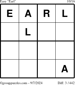 The grouppuzzles.com Easy Earl puzzle for Saturday September 7, 2024