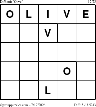 The grouppuzzles.com Difficult Olive puzzle for Friday July 17, 2026