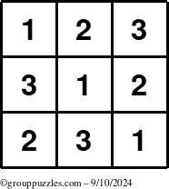 The grouppuzzles.com Answer grid for the TicTac-123 puzzle for Tuesday September 10, 2024