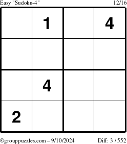 The grouppuzzles.com Easy Sudoku-4 puzzle for Tuesday September 10, 2024