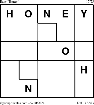 The grouppuzzles.com Easy Honey puzzle for Tuesday September 10, 2024