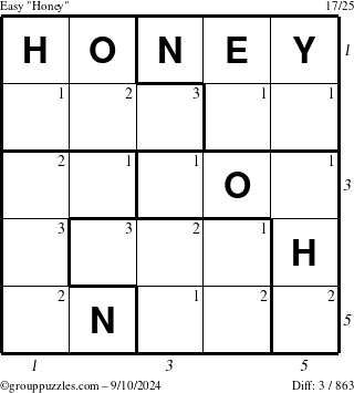 The grouppuzzles.com Easy Honey puzzle for Tuesday September 10, 2024 with all 3 steps marked