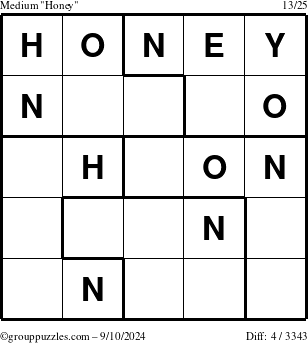 The grouppuzzles.com Medium Honey puzzle for Tuesday September 10, 2024