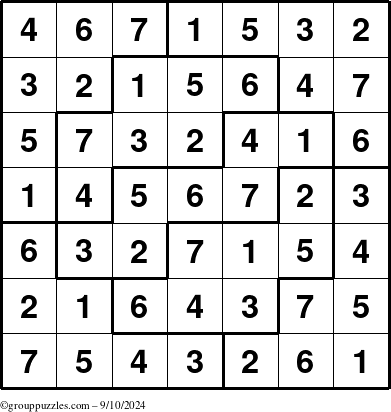 The grouppuzzles.com Answer grid for the Sudoku-7 puzzle for Tuesday September 10, 2024