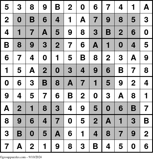 The grouppuzzles.com Answer grid for the HyperSudoku-12 puzzle for Tuesday September 10, 2024