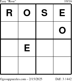 The grouppuzzles.com Easy Rose puzzle for Saturday February 15, 2025