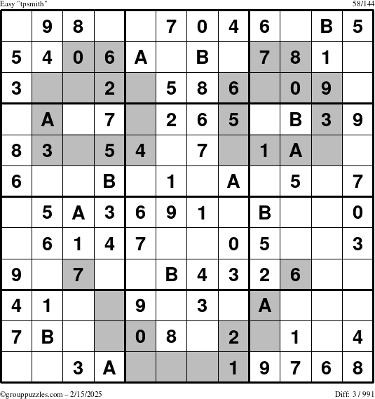 The grouppuzzles.com Easy tpsmith puzzle for Saturday February 15, 2025