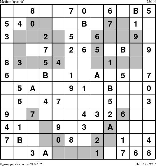 The grouppuzzles.com Medium tpsmith puzzle for Saturday February 15, 2025