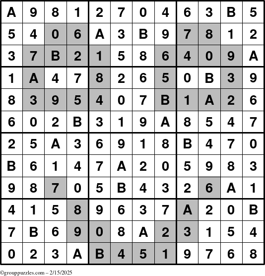 The grouppuzzles.com Answer grid for the tpsmith puzzle for Saturday February 15, 2025