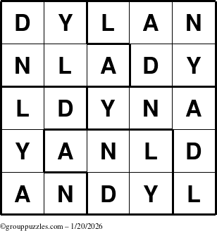 The grouppuzzles.com Answer grid for the Dylan puzzle for Tuesday January 20, 2026