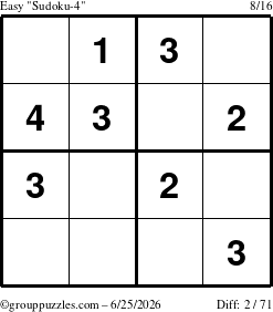 The grouppuzzles.com Easy Sudoku-4 puzzle for Thursday June 25, 2026