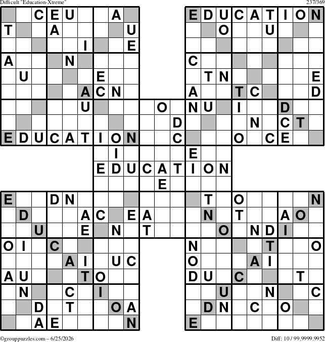 The grouppuzzles.com Difficult Education-Xtreme puzzle for Thursday June 25, 2026
