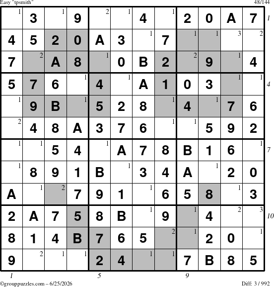 The grouppuzzles.com Easy tpsmith puzzle for Thursday June 25, 2026, suitable for printing, with all 3 steps marked