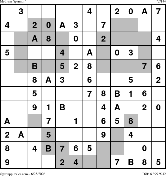 The grouppuzzles.com Medium tpsmith puzzle for Thursday June 25, 2026