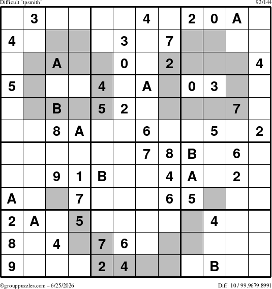 The grouppuzzles.com Difficult tpsmith puzzle for Thursday June 25, 2026