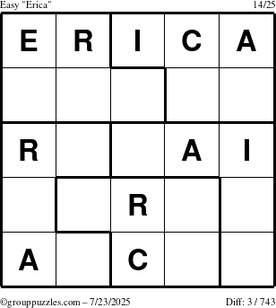 The grouppuzzles.com Easy Erica puzzle for Wednesday July 23, 2025