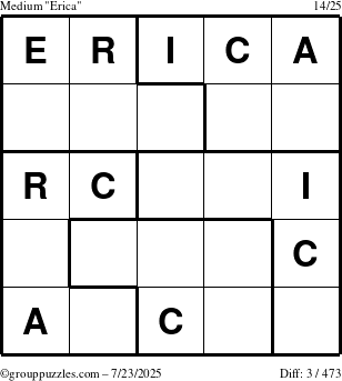 The grouppuzzles.com Medium Erica puzzle for Wednesday July 23, 2025