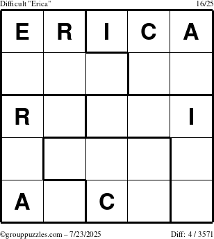 The grouppuzzles.com Difficult Erica puzzle for Wednesday July 23, 2025