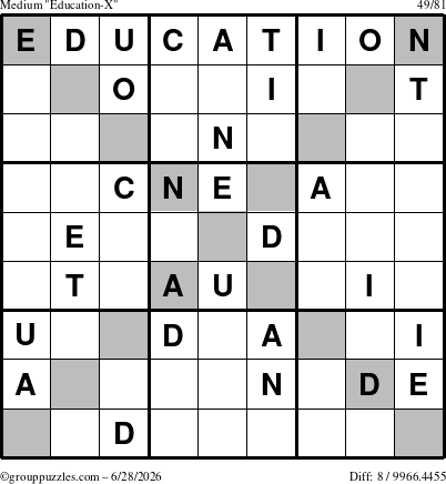 The grouppuzzles.com Medium Education-X puzzle for Sunday June 28, 2026