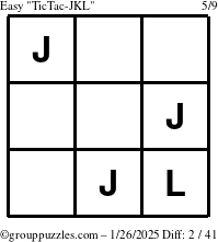 The grouppuzzles.com Easy TicTac-JKL puzzle for Sunday January 26, 2025